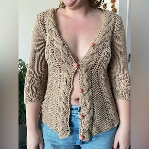 Knit free people sweater with pink buttons